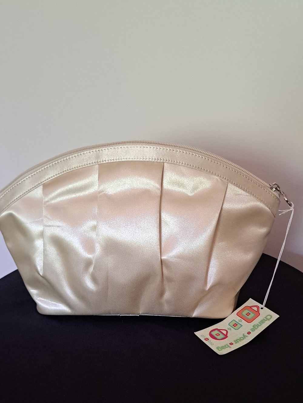 Eden Ivory Satin Pleated Cosmetic Pouch - Women Bags